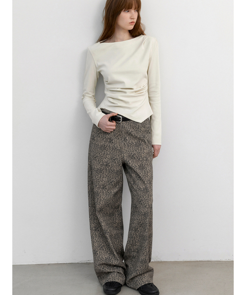 ATELIER NAIN（アトリエナイン）の「BILLI LEOPARD WIDE LEG PANTS (PT-5795)（その他パンツ・レディース・ブラウン・MEDIUM/SMALL）」の2枚目の写真