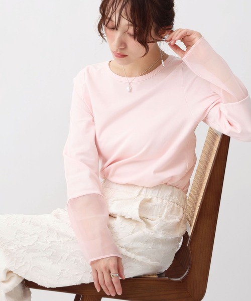 NOAHL（ノアル）の「【NOAHL】袖シアーロンT（Tシャツ/カットソー・レディース・オフホワイト/イエロー/ピンク・FREE）」の8枚目の写真