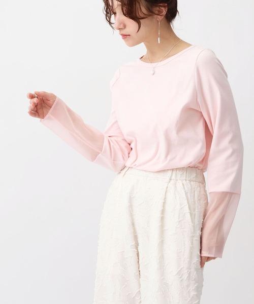 NOAHL（ノアル）の「【NOAHL】袖シアーロンT（Tシャツ/カットソー・レディース・オフホワイト/イエロー/ピンク・FREE）」の10枚目の写真