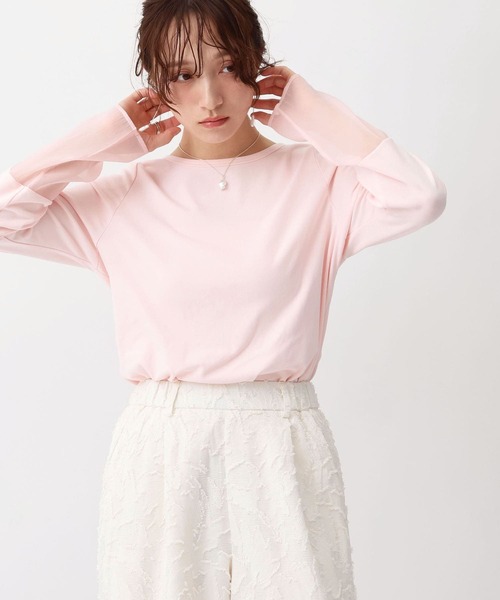 NOAHL（ノアル）の「【NOAHL】袖シアーロンT（Tシャツ/カットソー・レディース・オフホワイト/イエロー/ピンク・FREE）」の15枚目の写真