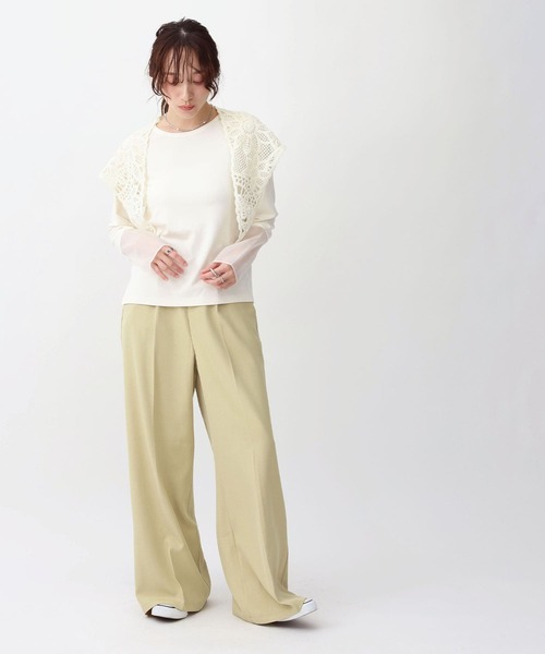 NOAHL（ノアル）の「【NOAHL】袖シアーロンT（Tシャツ/カットソー・レディース・オフホワイト/イエロー/ピンク・FREE）」の5枚目の写真