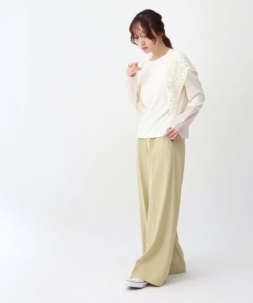 NOAHL（ノアル）の「【NOAHL】袖シアーロンT（Tシャツ/カットソー・レディース・オフホワイト/イエロー/ピンク・FREE）」の6枚目の写真