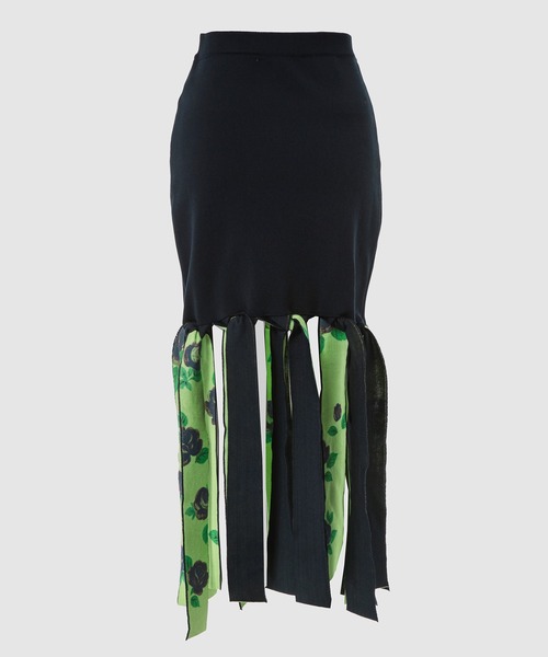 TAN（タン）の「FLOWING FLOWER PRINTED KNIT SKIRT（スカート・レディース・ネイビー・FREE）」の2枚目の写真