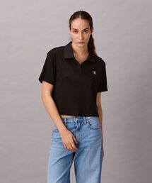 Calvin Klein | CKモノグラムリブショートスリーブポロシャツ(ポロシャツ)