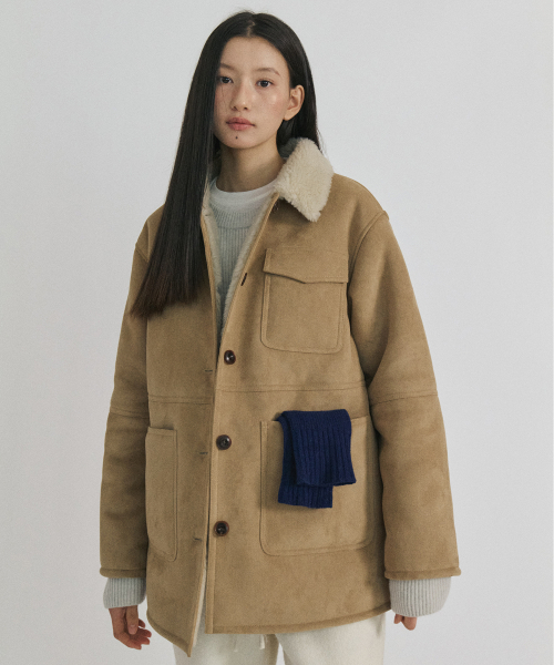 STEP AROUND(ステップアラウンド)の「Merino Shearling Pocket Mustang_BEIGE(ムートンコート・レディース・その他・FREE)」の3枚目の写真