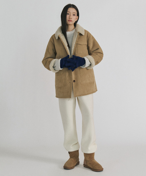 STEP AROUND(ステップアラウンド)の「Merino Shearling Pocket Mustang_BEIGE(ムートンコート・レディース・その他・FREE)」の4枚目の写真