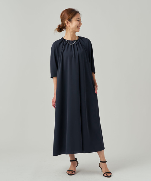 VERMEIL par iena（ヴェルメイユパーイエナ）の「ガルーダドビークロスバルーンワンピース（ワンピース・レディース・ブラック/ネイビー・FREE）」の9枚目の写真