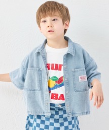 pairmanon（ペアマノン）の「ユニセックス ネームタグ付き デニム 半袖ビッグシャツ（デニムジャケット）」