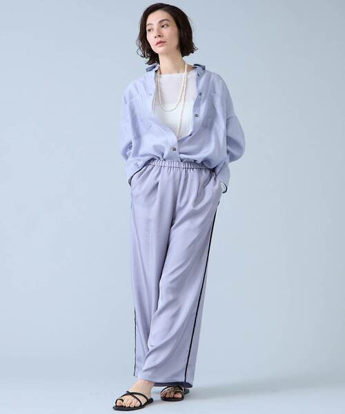 Liesse（リエス）の「シアーオーバーシャツ（シャツ/ブラウス・レディース・ライトベージュ/サックスブルー/ブラック・FREE）」の4枚目の写真