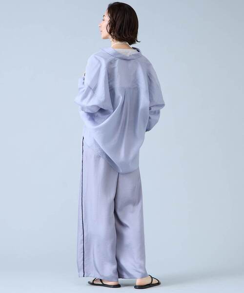 Liesse（リエス）の「シアーオーバーシャツ（シャツ/ブラウス・レディース・ライトベージュ/サックスブルー/ブラック・FREE）」の8枚目の写真