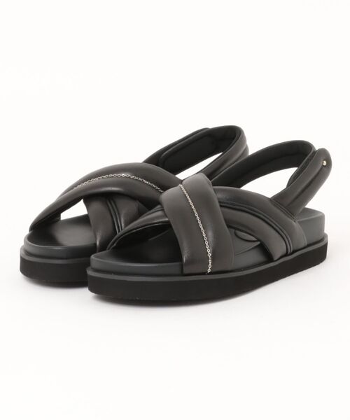 MACKINTOSH PHILOSOPHY ストラップフットベッドサンダル　黒 セール】クロスパデットストラップフットベッドサンダル（サンダル