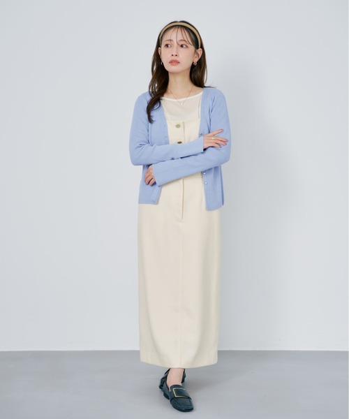 COHINA(コヒナ)の「シルキーコットンゴールドボタンニットカーディガン 【低身長・小柄女性】(カーディガン/ボレロ・レディース・ベージュ/ネイビー/ホワイト/その他/ブルー・ONE SIZE)」の8枚目の写真