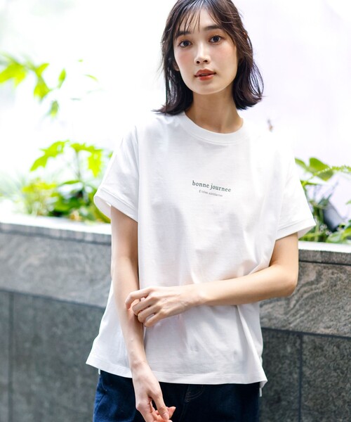 ANY SIS(エニィスィス)の「【美ライン大人T】半袖 Tシャツ(Tシャツ/カットソー・レディース・ホワイト系1/ブルー系/グレー系1/ピンク系/ホワイト系2/ブラック系・X-SMALL)」の1枚目の写真