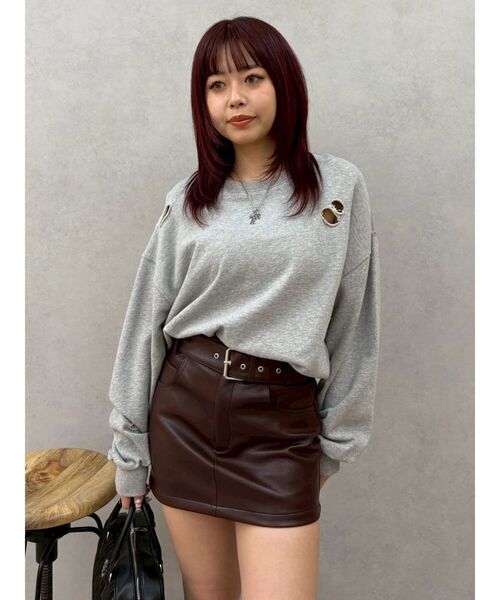 EVRIS（エヴリス）の「ピグメントダメージスウェットトップス　春服（スウェット・レディース・グレー/チャコールグレー・FREE）」の2枚目の写真