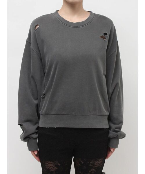 EVRIS（エヴリス）の「ピグメントダメージスウェットトップス　春服（スウェット・レディース・グレー/チャコールグレー・FREE）」の21枚目の写真