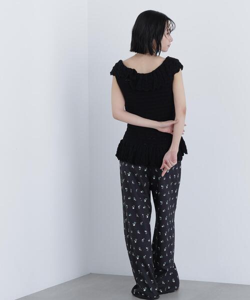 N.(N. Natural Beauty Basic)(エヌエヌナチュラルビューティーベーシック)の「柄編みラッフルニット(ベスト・レディース・ブラック/オフホワイト/レッド・FREE)」の8枚目の写真