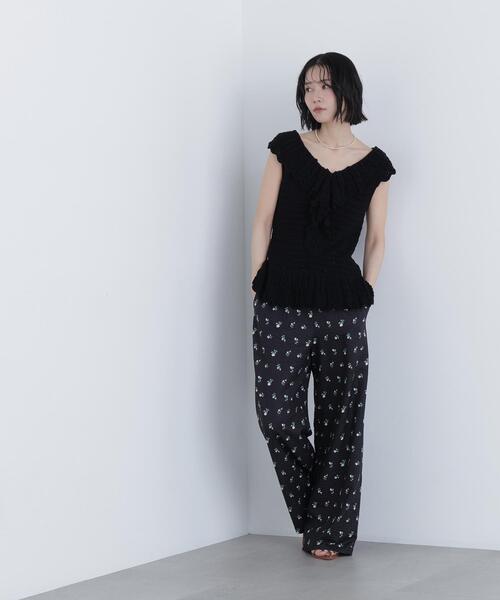 N.(N. Natural Beauty Basic)(エヌエヌナチュラルビューティーベーシック)の「柄編みラッフルニット(ベスト・レディース・ブラック/オフホワイト/レッド・FREE)」の11枚目の写真