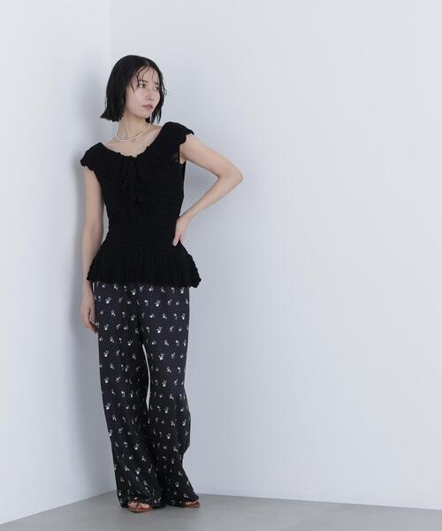 N.(N. Natural Beauty Basic)(エヌエヌナチュラルビューティーベーシック)の「柄編みラッフルニット(ベスト・レディース・ブラック/オフホワイト/レッド・FREE)」の12枚目の写真