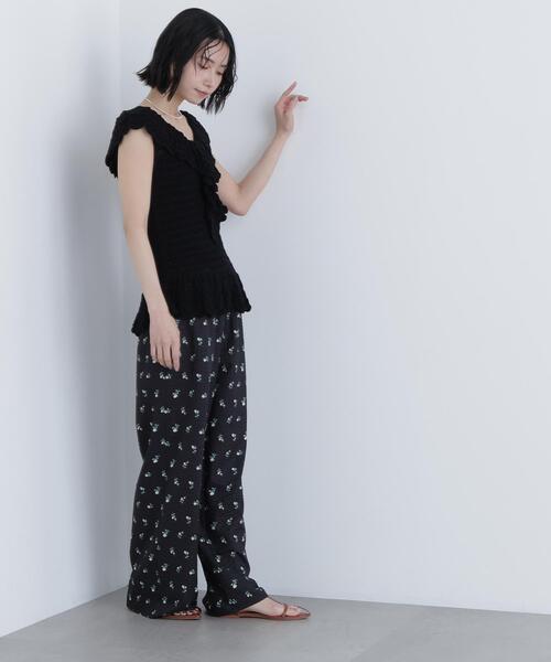 N.(N. Natural Beauty Basic)(エヌエヌナチュラルビューティーベーシック)の「柄編みラッフルニット(ベスト・レディース・ブラック/オフホワイト/レッド・FREE)」の14枚目の写真