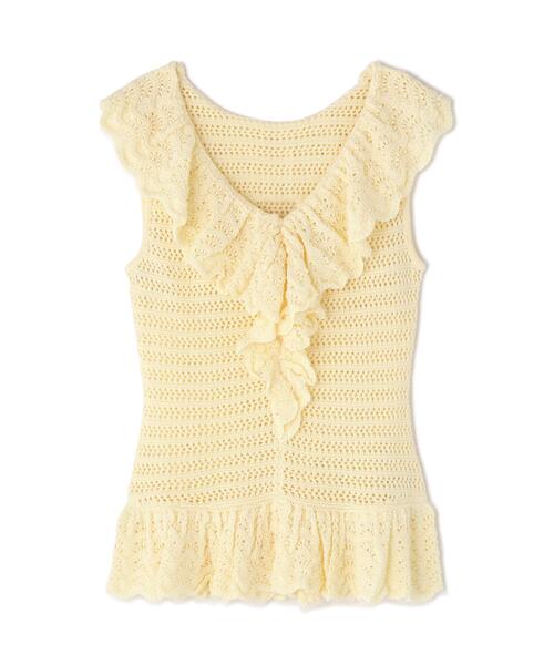 N.(N. Natural Beauty Basic)(エヌエヌナチュラルビューティーベーシック)の「柄編みラッフルニット(ベスト・レディース・ブラック/オフホワイト/レッド・FREE)」の17枚目の写真