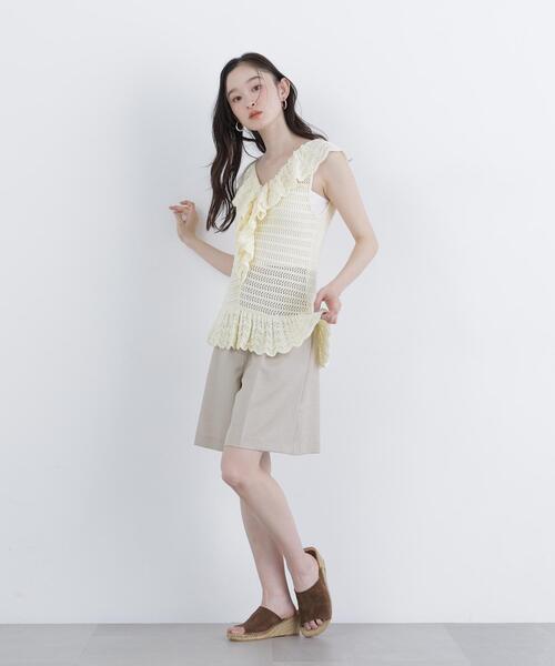 N.(N. Natural Beauty Basic)(エヌエヌナチュラルビューティーベーシック)の「柄編みラッフルニット(ベスト・レディース・ブラック/オフホワイト/レッド・FREE)」の19枚目の写真