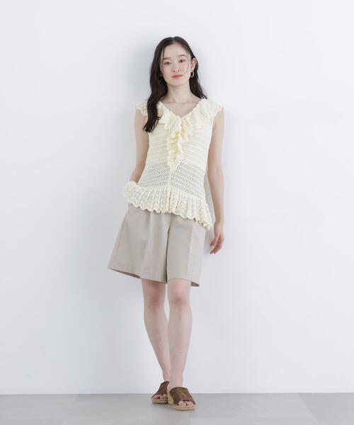 N.(N. Natural Beauty Basic)(エヌエヌナチュラルビューティーベーシック)の「柄編みラッフルニット(ベスト・レディース・ブラック/オフホワイト/レッド・FREE)」の20枚目の写真