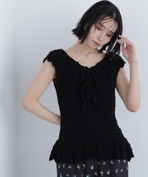 N.（N. Natural Beauty Basic）（エヌエヌナチュラルビューティーベーシック）の「柄編みラッフルニット（ベスト）」