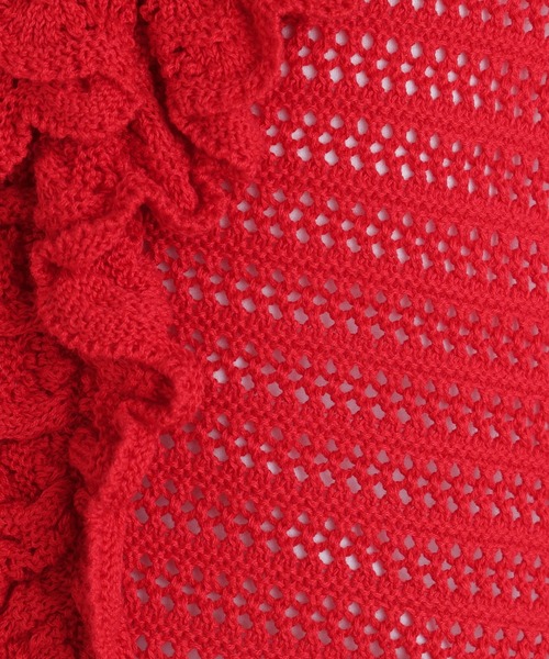 N.（N. Natural Beauty Basic）（エヌエヌナチュラルビューティーベーシック）の「柄編みラッフルニット（ベスト・レディース・ブラック/オフホワイト/レッド・FREE）」の22枚目の写真