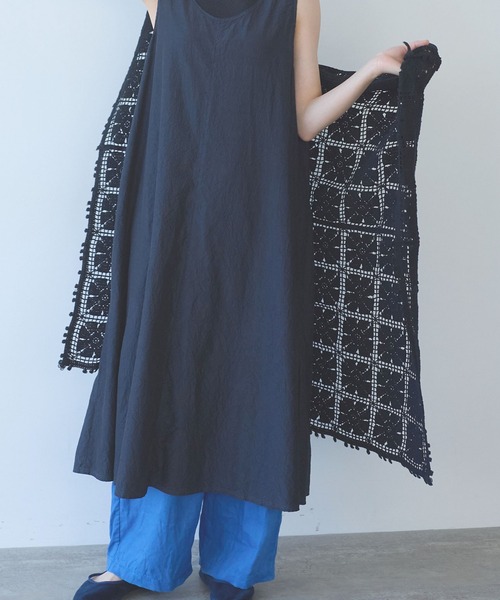 yuni（ユニ　）の「△cotton square lace ショール（ストール/ショール・レディース・ホワイト/ブラック/パープル・FREE）」の3枚目の写真