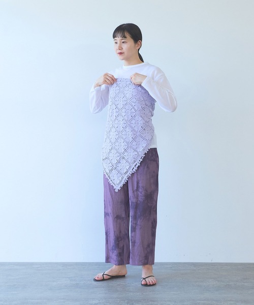 yuni（ユニ　）の「△cotton square lace ショール（ストール/ショール・レディース・ホワイト/ブラック/パープル・FREE）」の11枚目の写真
