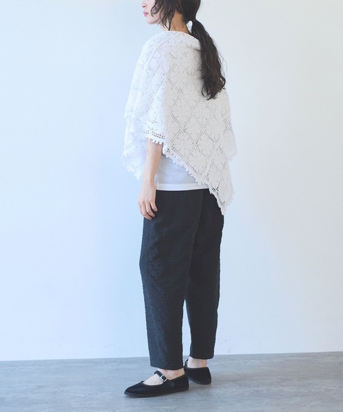 yuni（ユニ　）の「△cotton square lace ショール（ストール/ショール・レディース・ホワイト/ブラック/パープル・FREE）」の12枚目の写真
