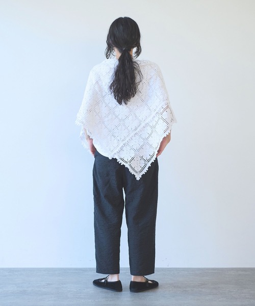 yuni（ユニ　）の「△cotton square lace ショール（ストール/ショール・レディース・ホワイト/ブラック/パープル・FREE）」の13枚目の写真