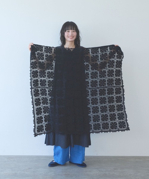 yuni（ユニ　）の「△cotton square lace ショール（ストール/ショール・レディース・ホワイト/ブラック/パープル・FREE）」の16枚目の写真