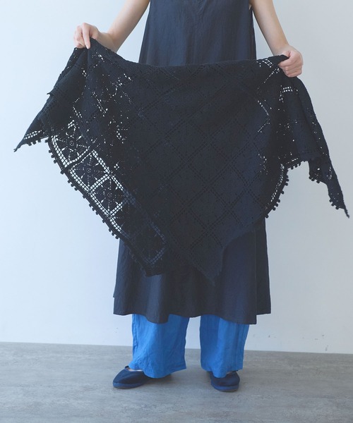 yuni（ユニ　）の「△cotton square lace ショール（ストール/ショール・レディース・ホワイト/ブラック/パープル・FREE）」の17枚目の写真