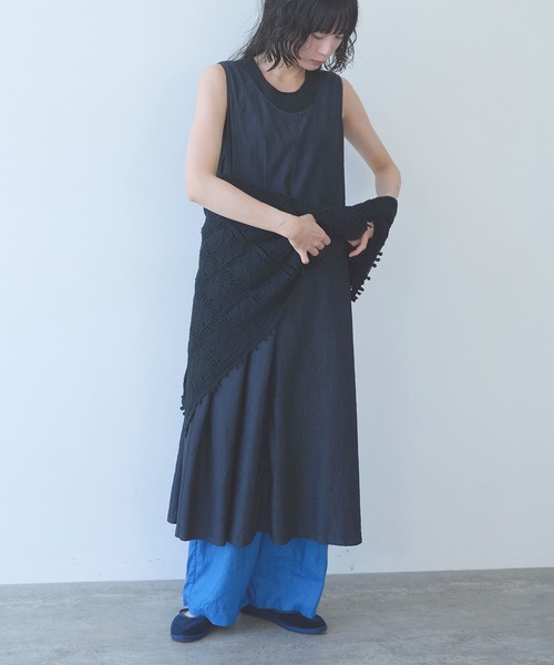 yuni（ユニ　）の「△cotton square lace ショール（ストール/ショール・レディース・ホワイト/ブラック/パープル・FREE）」の20枚目の写真