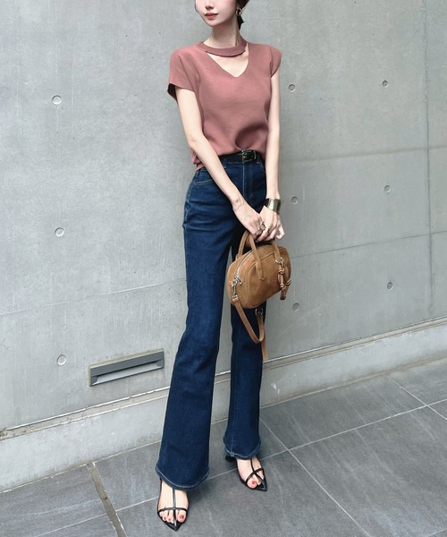 CHARME BY MICOLA(シャルムバイミコラ)の「アシメスリーブチョーカーネックトップス(Tシャツ/カットソー・レディース・ライトグレー/アイボリー/ピンク・MEDIUM/LARGE)」の8枚目の写真