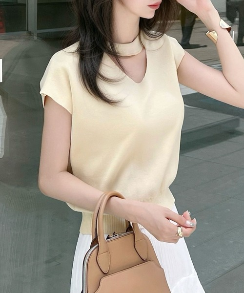 CHARME BY MICOLA(シャルムバイミコラ)の「アシメスリーブチョーカーネックトップス(Tシャツ/カットソー・レディース・ライトグレー/アイボリー/ピンク・MEDIUM/LARGE)」の13枚目の写真