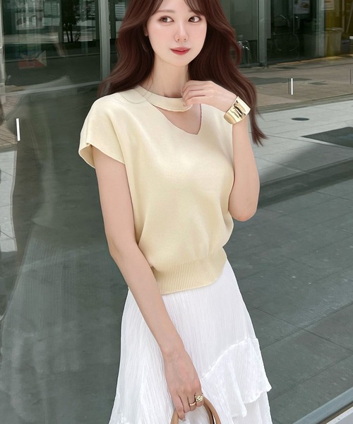 CHARME BY MICOLA(シャルムバイミコラ)の「アシメスリーブチョーカーネックトップス(Tシャツ/カットソー・レディース・ライトグレー/アイボリー/ピンク・MEDIUM/LARGE)」の14枚目の写真