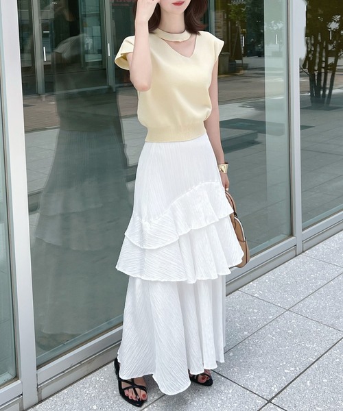 CHARME BY MICOLA(シャルムバイミコラ)の「アシメスリーブチョーカーネックトップス(Tシャツ/カットソー・レディース・ライトグレー/アイボリー/ピンク・MEDIUM/LARGE)」の15枚目の写真