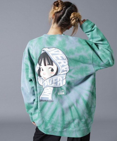 over print(オーバープリント)の「overprint/オーバープリント/TIE DYE SCARF sweatshirts(スウェット・レディース・モスグリーン・L)」の1枚目の写真