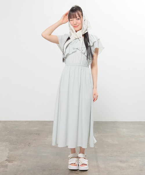 Honeys(ハニーズ)の「クロスフリルワンピース(ワンピース・レディース・ブラック系その他2/サックスブルー/ブラック/ミント・3L/LL/M/S/L)」の13枚目の写真