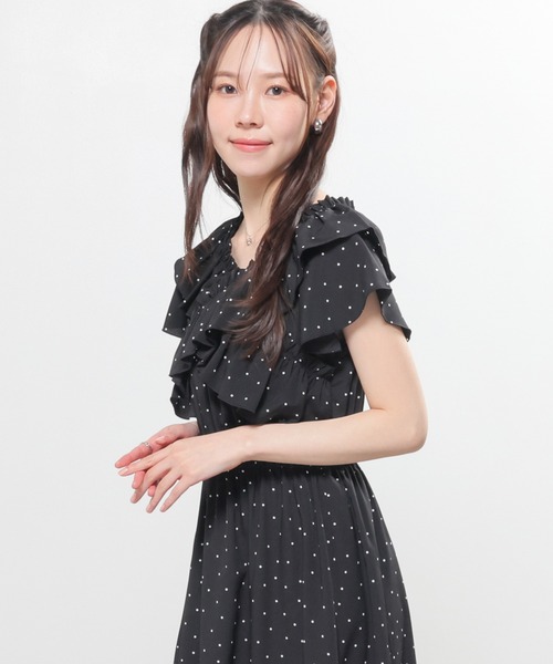 Honeys(ハニーズ)の「クロスフリルワンピース(ワンピース・レディース・ブラック系その他2/サックスブルー/ブラック/ミント・3L/LL/M/S/L)」の18枚目の写真