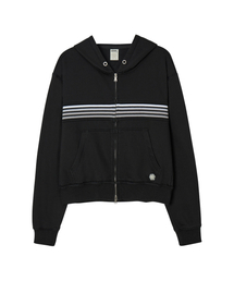 DANDEL（ダンデル）の「DD chest panel hoodie zip-up (BLACK)（パーカー）」