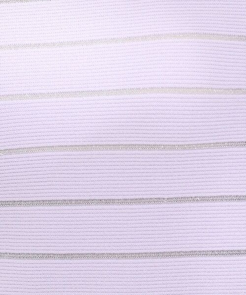 SHOO・LA・RUE（シューラルー）の「【洗濯機可/S-LL】デコルテがきれいに見えるVネックラメボーダーニット（ニット/セーター・レディース・ホワイト系5/ネイビー系2/ベージュ系2/パープル系1・01/02/03/04）」の16枚目の写真