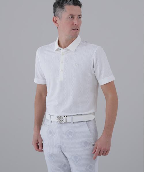 美品 St ANDREWS SCOTLAND ポロシャツ LL メンズ 総柄 St ANDREWS 【美品】セントアンドリュース 半袖ポロシャツ 黒 総柄