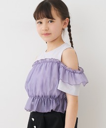 coca（coca）（コカ）の「キッズ　ドッキングリブ肩あきトップス（Tシャツ/カットソー）」