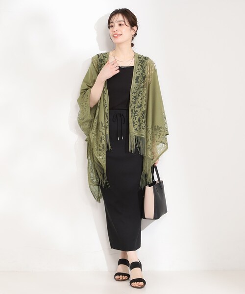 SHOO・LA・RUE（シューラルー）の「デイリーから和装まで幅広く使える レースポンチョ（ポンチョ・レディース・ブラック/カーキ/グレー/ベージュ・00）」の15枚目の写真