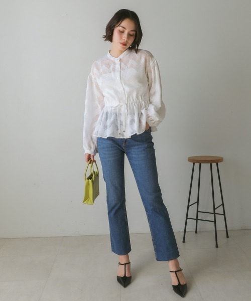 Bou Jeloud(ブージュルード)の「ペプラムブラウス(シャツ/ブラウス・レディース・ブラック/ホワイト/グリーン・MEDIUM)」の8枚目の写真