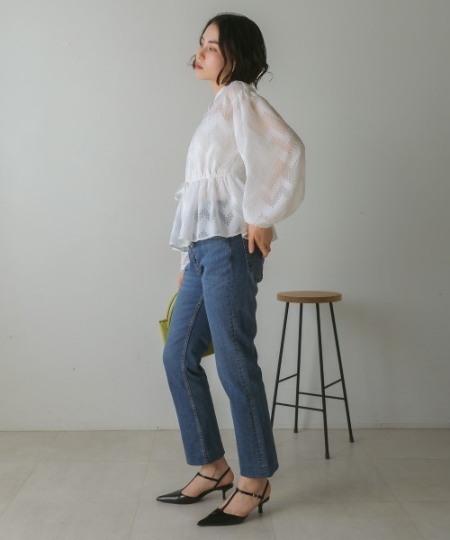 Bou Jeloud(ブージュルード)の「ペプラムブラウス(シャツ/ブラウス・レディース・ブラック/ホワイト/グリーン・MEDIUM)」の10枚目の写真