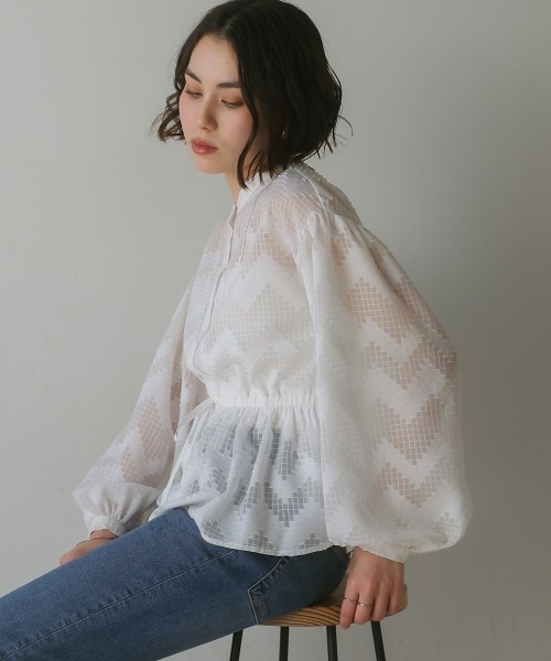 Bou Jeloud(ブージュルード)の「ペプラムブラウス(シャツ/ブラウス・レディース・ブラック/ホワイト/グリーン・MEDIUM)」の11枚目の写真